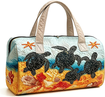 Women's Quilted Weekender Duffel Bag – Foldable Lightweight Travel Tote for Overnight Gym | 18"x9"x9", Colorful Patterns (Dragonfly)