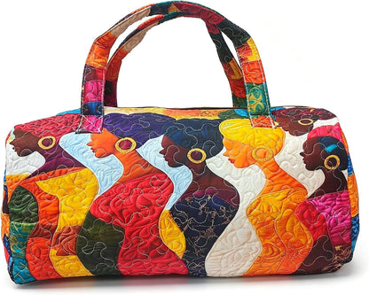 Women's Quilted Weekender Duffel Bag – Foldable Lightweight Travel Tote for Overnight Gym | 18"x9"x9", Colorful Patterns (Dragonfly)