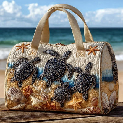 Women's Quilted Weekender Duffel Bag – Foldable Lightweight Travel Tote for Overnight Gym | 18"x9"x9", Colorful Patterns (Dragonfly)