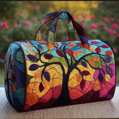 Women's Quilted Weekender Duffel Bag – Foldable Lightweight Travel Tote for Overnight Gym | 18"x9"x9", Colorful Patterns (Dragonfly)