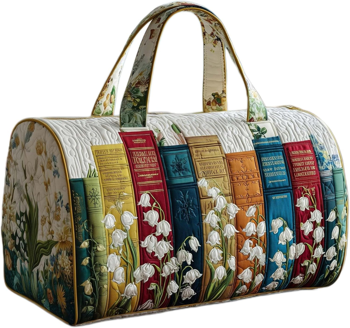 Women's Quilted Weekender Duffel Bag – Foldable Lightweight Travel Tote for Overnight Gym | 18"x9"x9", Colorful Patterns (Dragonfly)