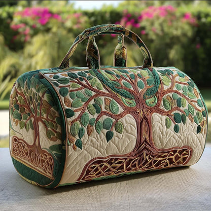Women's Quilted Weekender Duffel Bag – Foldable Lightweight Travel Tote for Overnight Gym | 18"x9"x9", Colorful Patterns (Dragonfly)