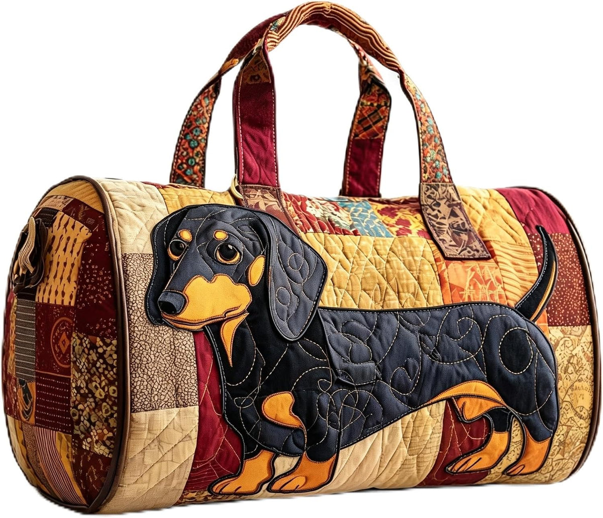 Women's Quilted Weekender Duffel Bag – Foldable Lightweight Travel Tote for Overnight Gym | 18"x9"x9", Colorful Patterns (Dragonfly)