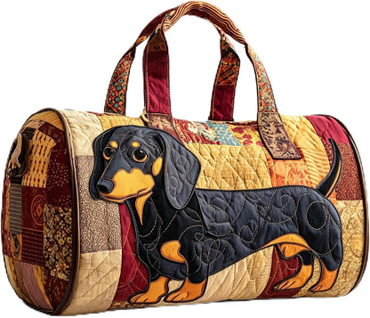 Women's Quilted Weekender Duffel Bag – Foldable Lightweight Travel Tote for Overnight Gym | 18"x9"x9", Colorful Patterns (Dragonfly)