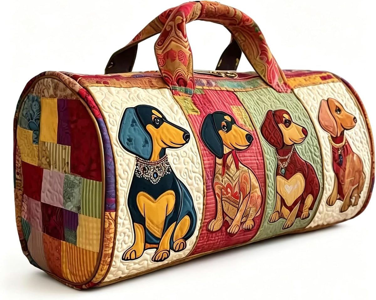 Women's Quilted Weekender Duffel Bag – Foldable Lightweight Travel Tote for Overnight Gym | 18"x9"x9", Colorful Patterns (Dragonfly)