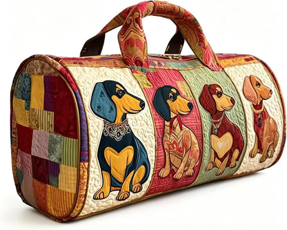 Women's Quilted Weekender Duffel Bag – Foldable Lightweight Travel Tote for Overnight Gym | 18"x9"x9", Colorful Patterns (Dragonfly)