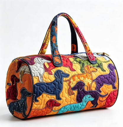 Women's Quilted Weekender Duffel Bag – Foldable Lightweight Travel Tote for Overnight Gym | 18"x9"x9", Colorful Patterns (Dragonfly)
