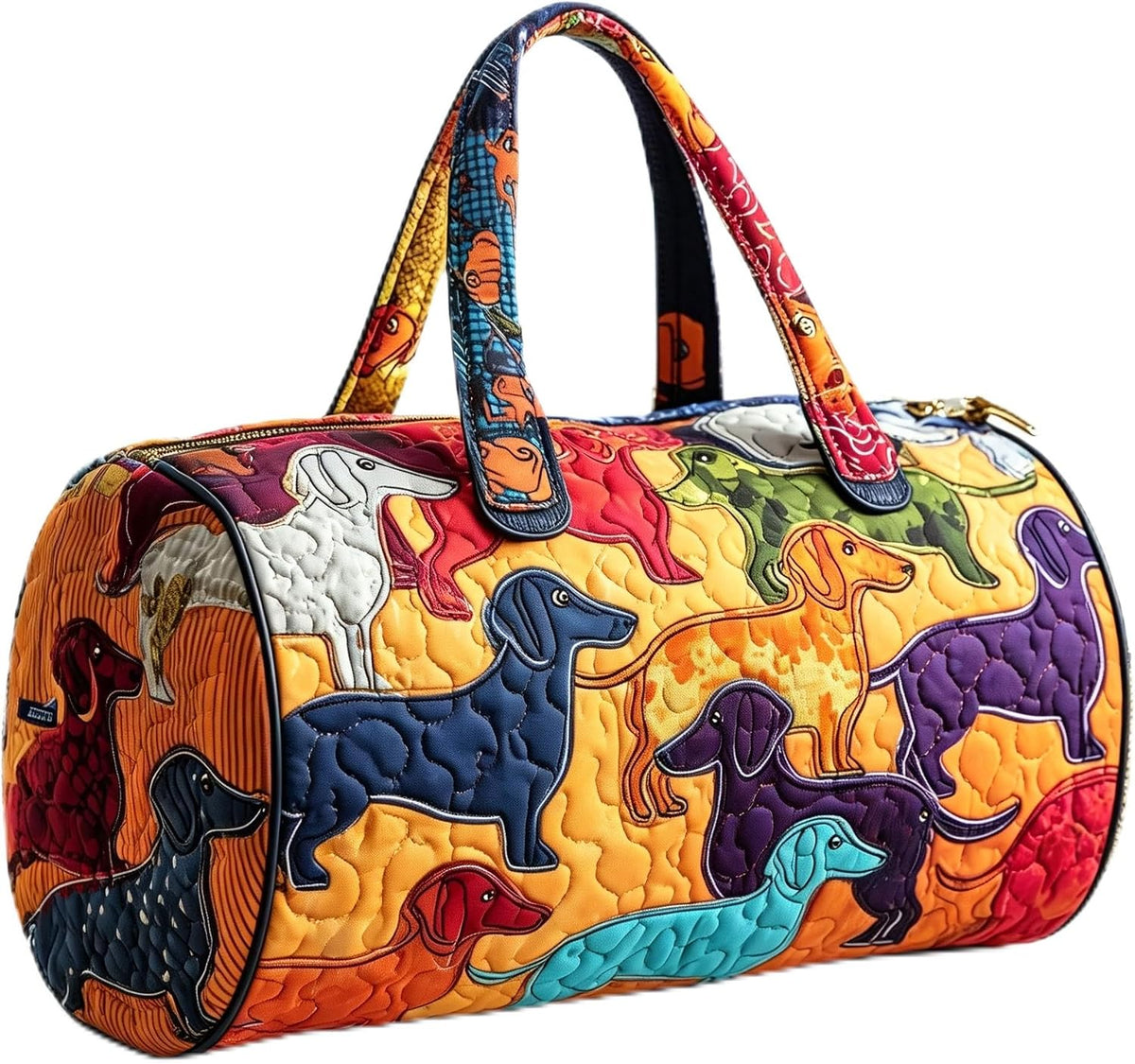 Women's Quilted Weekender Duffel Bag – Foldable Lightweight Travel Tote for Overnight Gym | 18"x9"x9", Colorful Patterns (Dragonfly)
