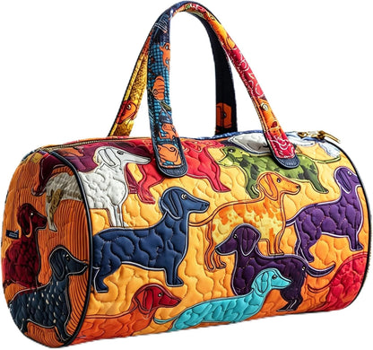 Women's Quilted Weekender Duffel Bag – Foldable Lightweight Travel Tote for Overnight Gym | 18"x9"x9", Colorful Patterns (Dragonfly)