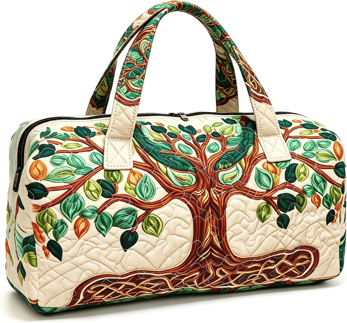 Women's Quilted Weekender Duffel Bag – Foldable Lightweight Travel Tote for Overnight Gym | 18"x9"x9", Colorful Patterns (Dragonfly)