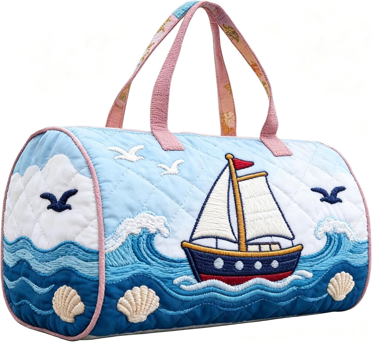 Women's Quilted Weekender Duffel Bag – Foldable Lightweight Travel Tote for Overnight Gym | 18"x9"x9", Colorful Patterns (Dragonfly)