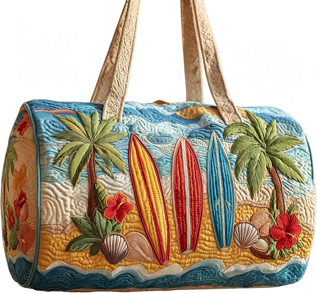 Women's Quilted Weekender Duffel Bag – Foldable Lightweight Travel Tote for Overnight Gym | 18"x9"x9", Colorful Patterns (Dragonfly)