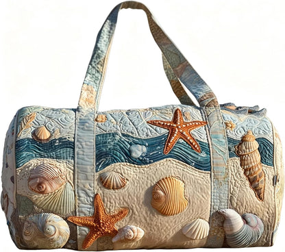 Women's Quilted Weekender Duffel Bag – Foldable Lightweight Travel Tote for Overnight Gym | 18"x9"x9", Colorful Patterns (Dragonfly)