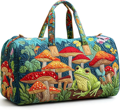 Women's Quilted Weekender Duffel Bag – Foldable Lightweight Travel Tote for Overnight Gym | 18"x9"x9", Colorful Patterns (Dragonfly)