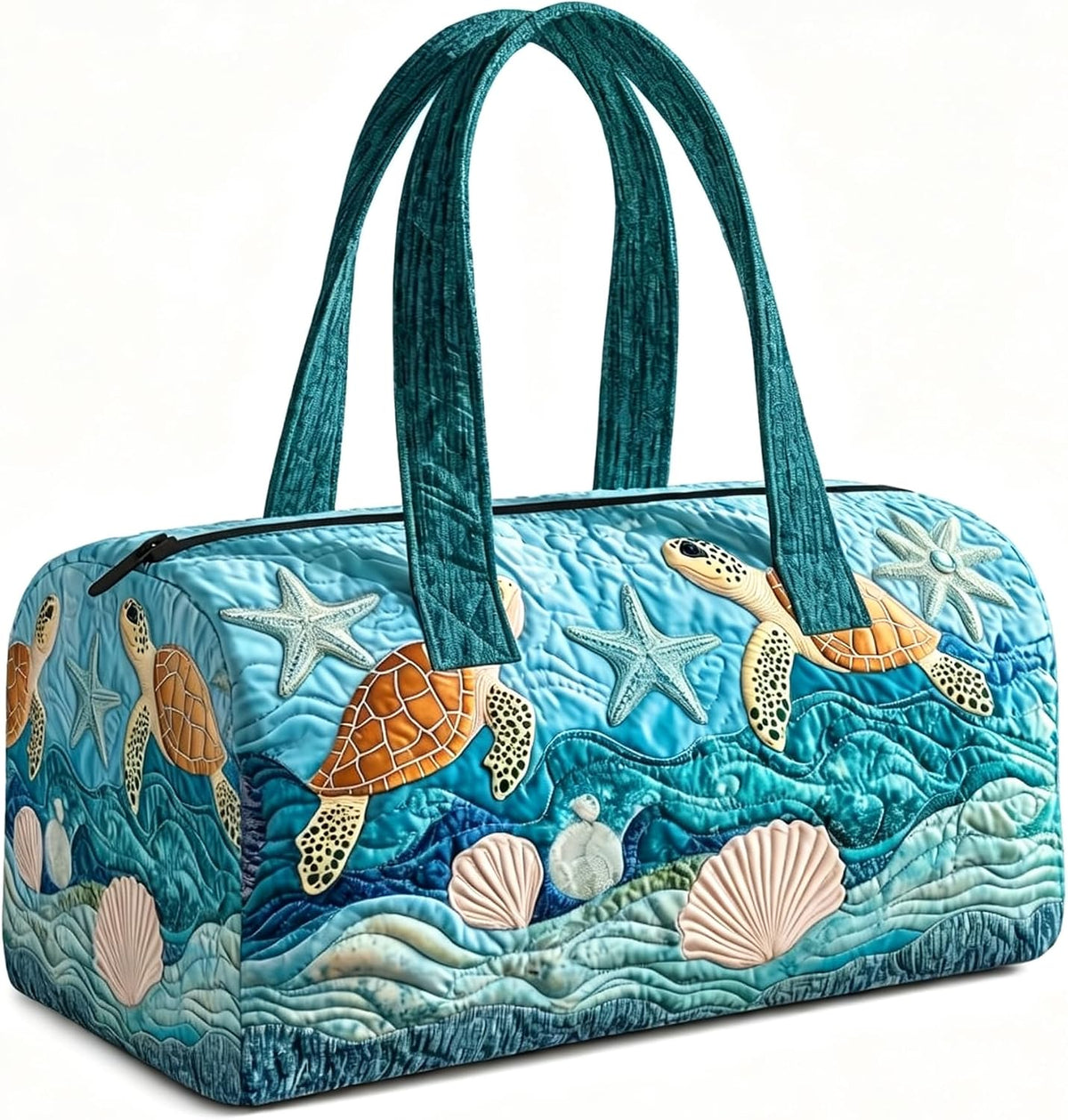 Women's Quilted Weekender Duffel Bag – Foldable Lightweight Travel Tote for Overnight Gym | 18"x9"x9", Colorful Patterns (Dragonfly)