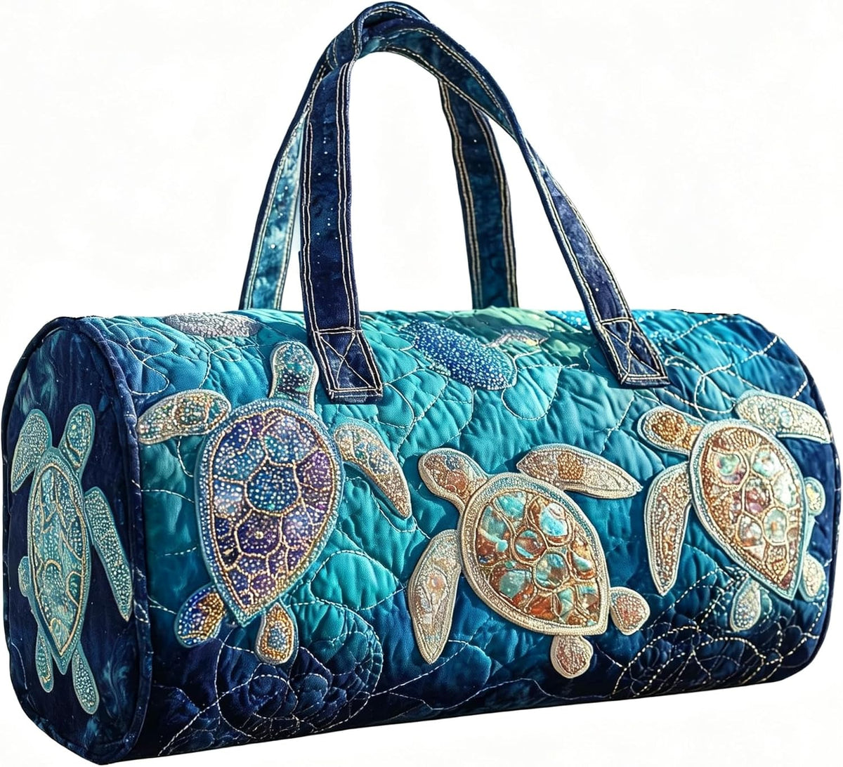 Women's Quilted Weekender Duffel Bag – Foldable Lightweight Travel Tote for Overnight Gym | 18"x9"x9", Colorful Patterns (Dragonfly)