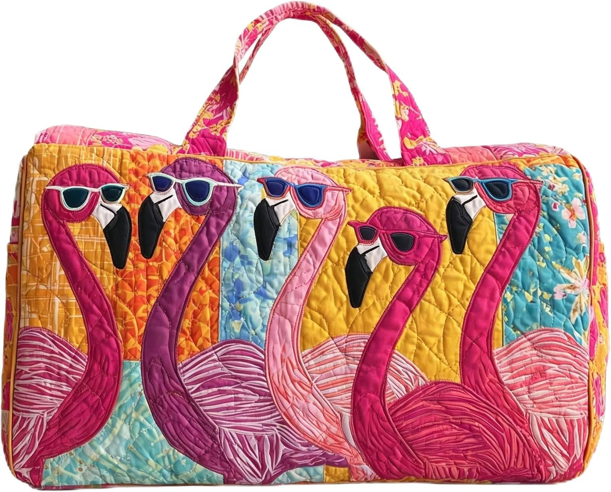 Women's Quilted Weekender Duffel Bag – Foldable Lightweight Travel Tote for Overnight Gym | 18"x9"x9", Colorful Patterns (Dragonfly)