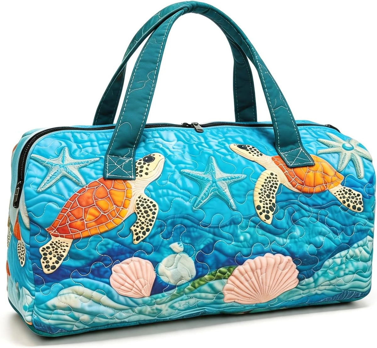 Women's Quilted Weekender Duffel Bag – Foldable Lightweight Travel Tote for Overnight Gym | 18"x9"x9", Colorful Patterns (Dragonfly)