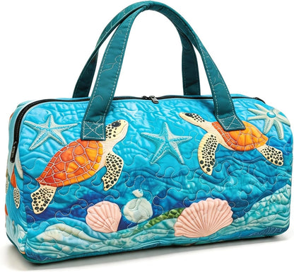 Women's Quilted Weekender Duffel Bag – Foldable Lightweight Travel Tote for Overnight Gym | 18"x9"x9", Colorful Patterns (Dragonfly)