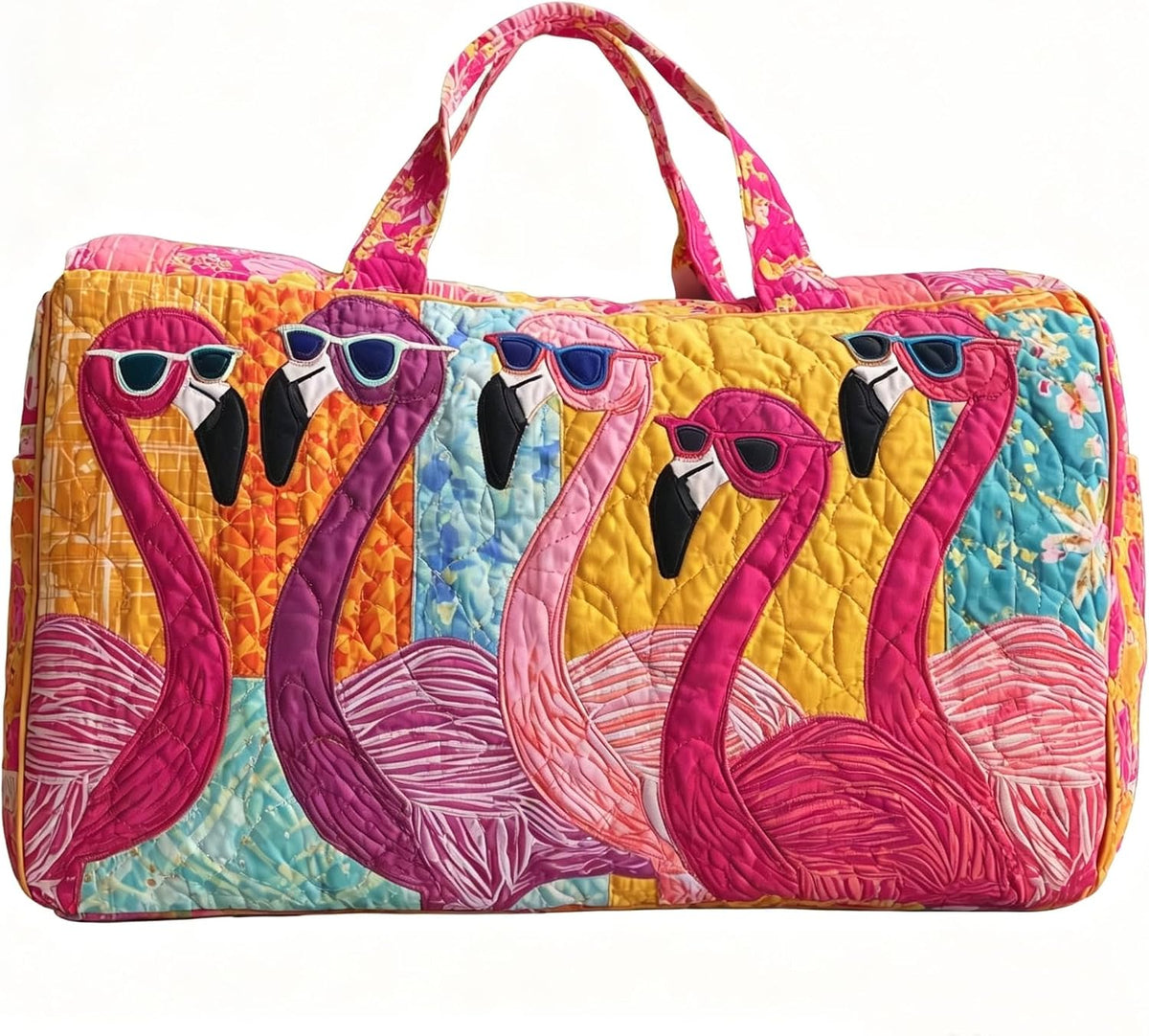 Women's Quilted Weekender Duffel Bag – Foldable Lightweight Travel Tote for Overnight Gym | 18"x9"x9", Colorful Patterns (Dragonfly)