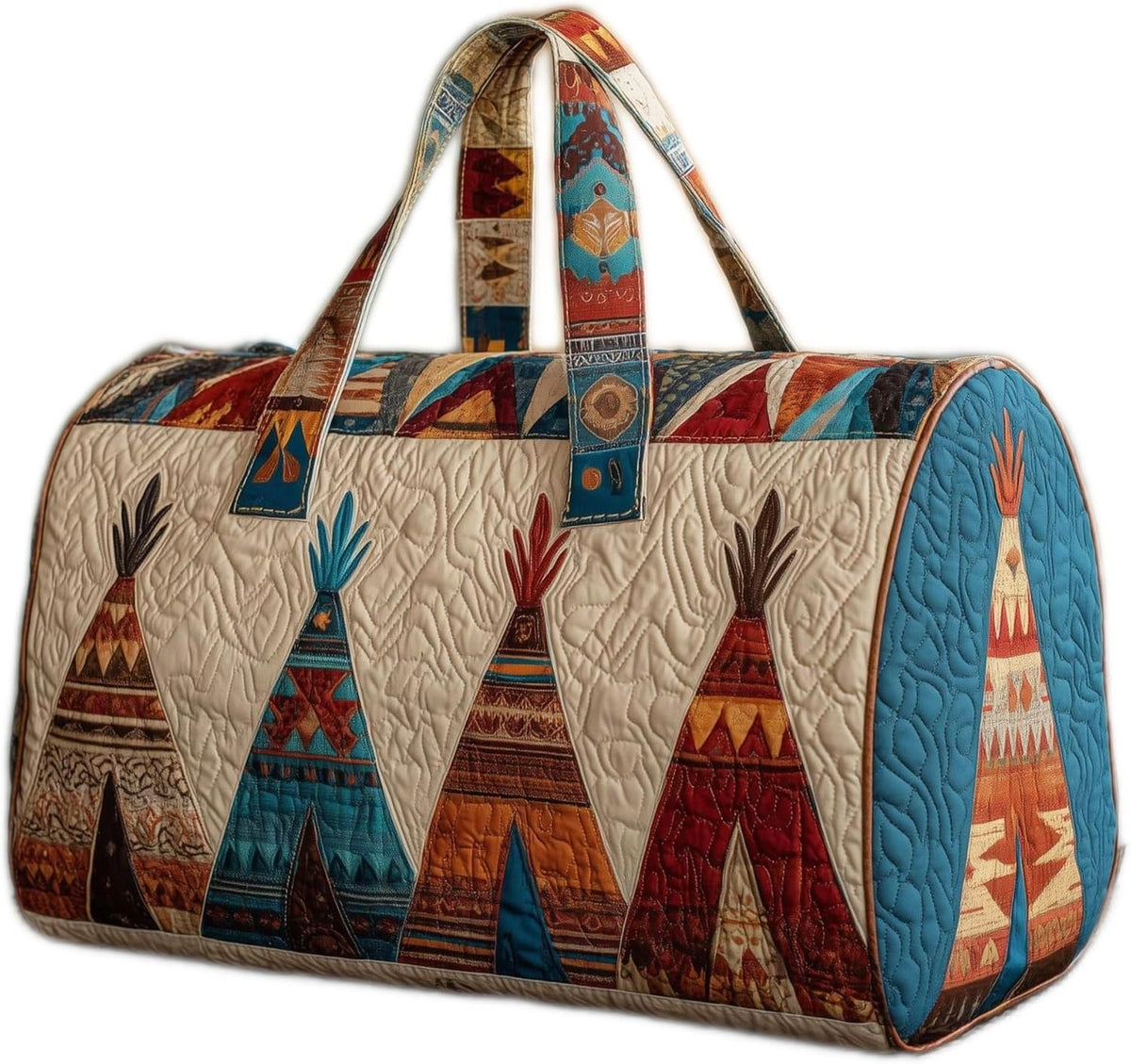 Women's Quilted Weekender Duffel Bag – Foldable Lightweight Travel Tote for Overnight Gym | 18"x9"x9", Colorful Patterns (Dragonfly)