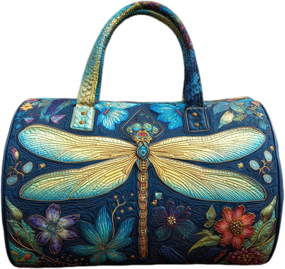 Women's Quilted Weekender Duffel Bag – Foldable Lightweight Travel Tote for Overnight Gym | 18"x9"x9", Colorful Patterns (Dragonfly)