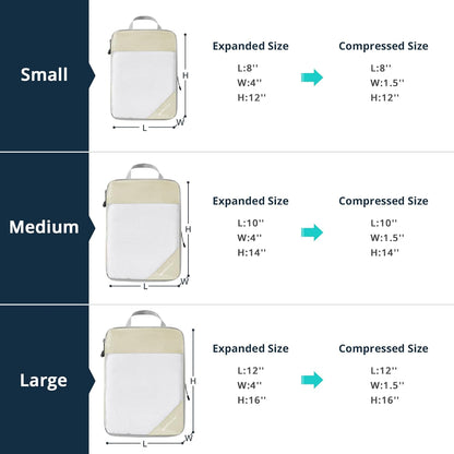 6 Set Compression Packing Cubes for Travel - Compressible, Lightweight, and Space-Saving Packing Cubes, Travel Essentials for Women, Grey