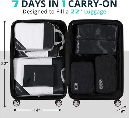 6 Set Compression Packing Cubes for Travel - Compressible, Lightweight, and Space-Saving Packing Cubes, Travel Essentials for Women, Grey