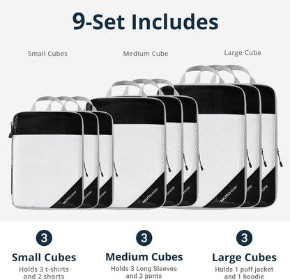 6 Set Compression Packing Cubes for Travel - Compressible, Lightweight, and Space-Saving Packing Cubes, Travel Essentials for Women, Grey