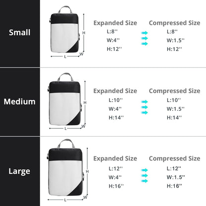 6 Set Compression Packing Cubes for Travel - Compressible, Lightweight, and Space-Saving Packing Cubes, Travel Essentials for Women, Grey