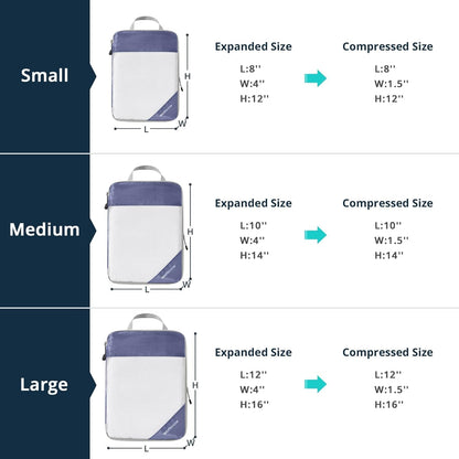 6 Set Compression Packing Cubes for Travel - Compressible, Lightweight, and Space-Saving Packing Cubes, Travel Essentials for Women, Grey