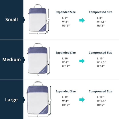 6 Set Compression Packing Cubes for Travel - Compressible, Lightweight, and Space-Saving Packing Cubes, Travel Essentials for Women, Grey