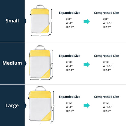 6 Set Compression Packing Cubes for Travel - Compressible, Lightweight, and Space-Saving Packing Cubes, Travel Essentials for Women, Grey