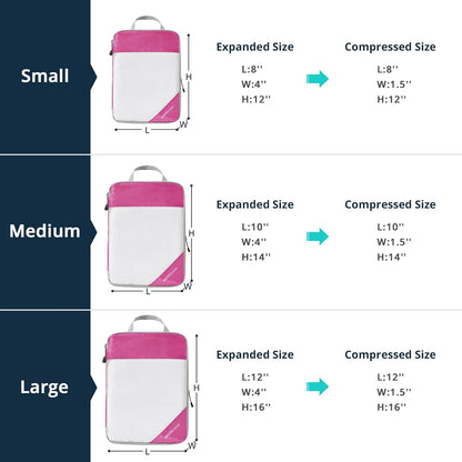 6 Set Compression Packing Cubes for Travel - Compressible, Lightweight, and Space-Saving Packing Cubes, Travel Essentials for Women, Grey