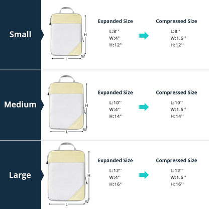 6 Set Compression Packing Cubes for Travel - Compressible, Lightweight, and Space-Saving Packing Cubes, Travel Essentials for Women, Grey
