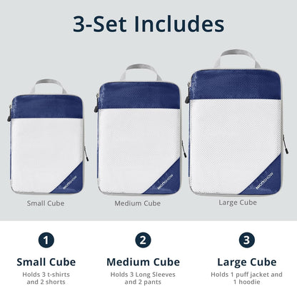 6 Set Compression Packing Cubes for Travel - Compressible, Lightweight, and Space-Saving Packing Cubes, Travel Essentials for Women, Grey