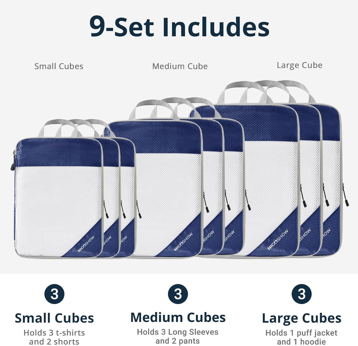 6 Set Compression Packing Cubes for Travel - Compressible, Lightweight, and Space-Saving Packing Cubes, Travel Essentials for Women, Grey
