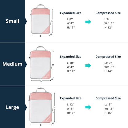 6 Set Compression Packing Cubes for Travel - Compressible, Lightweight, and Space-Saving Packing Cubes, Travel Essentials for Women, Grey