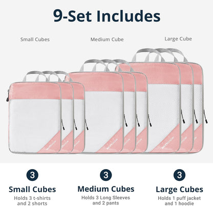 6 Set Compression Packing Cubes for Travel - Compressible, Lightweight, and Space-Saving Packing Cubes, Travel Essentials for Women, Grey