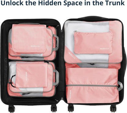 6 Set Compression Packing Cubes for Travel - Compressible, Lightweight, and Space-Saving Packing Cubes, Travel Essentials for Women, Grey