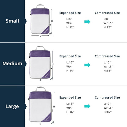 6 Set Compression Packing Cubes for Travel - Compressible, Lightweight, and Space-Saving Packing Cubes, Travel Essentials for Women, Grey