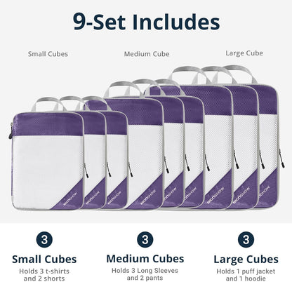 6 Set Compression Packing Cubes for Travel - Compressible, Lightweight, and Space-Saving Packing Cubes, Travel Essentials for Women, Grey