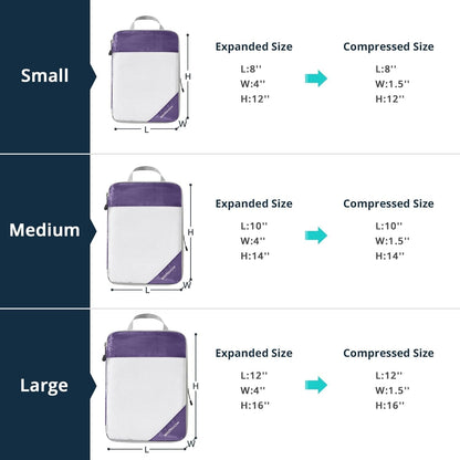 6 Set Compression Packing Cubes for Travel - Compressible, Lightweight, and Space-Saving Packing Cubes, Travel Essentials for Women, Grey