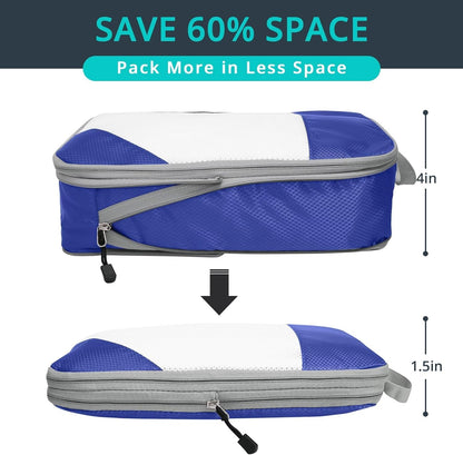 6 Set Compression Packing Cubes for Travel - Compressible, Lightweight, and Space-Saving Packing Cubes, Travel Essentials for Women, Grey