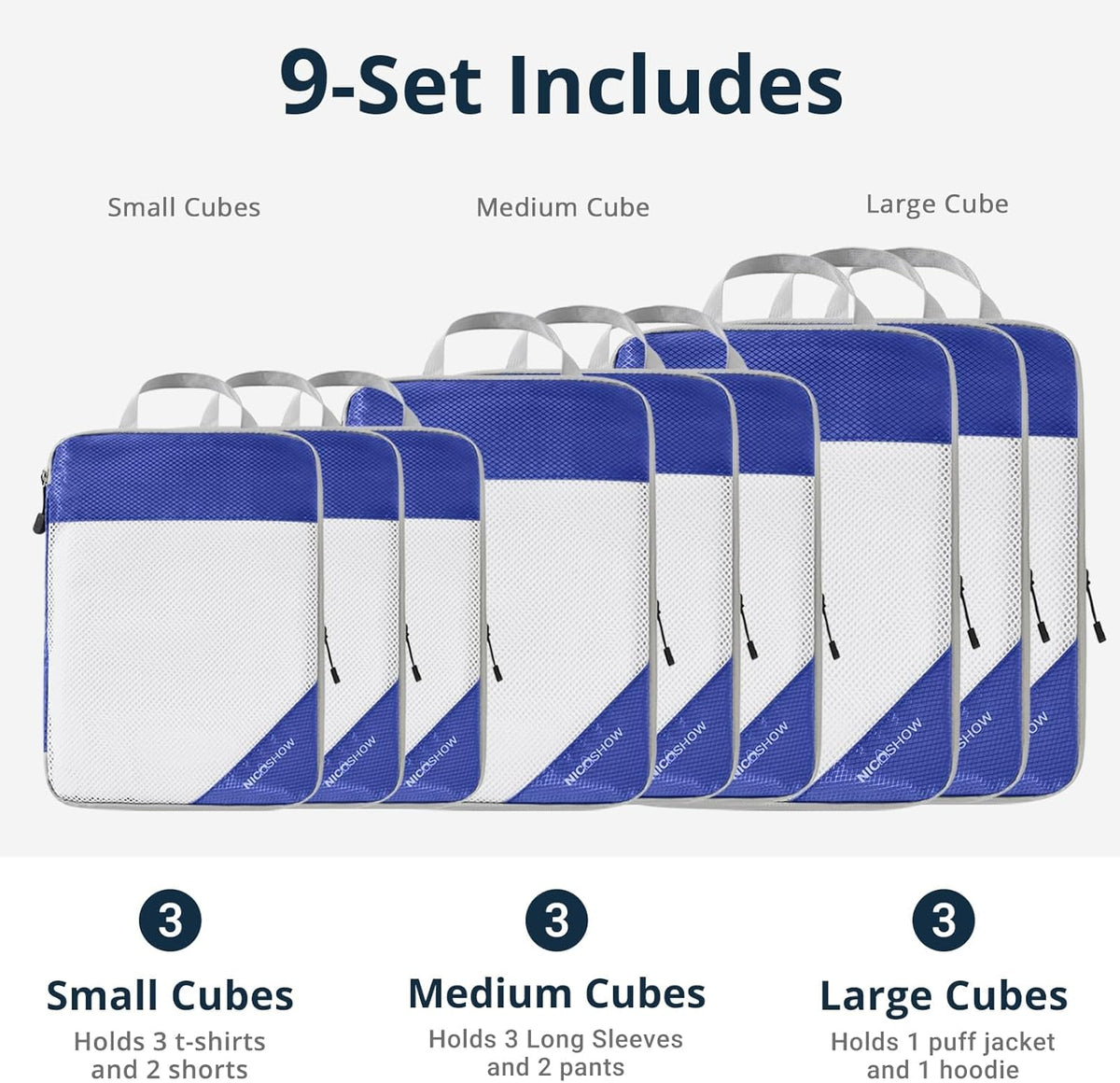 6 Set Compression Packing Cubes for Travel - Compressible, Lightweight, and Space-Saving Packing Cubes, Travel Essentials for Women, Grey