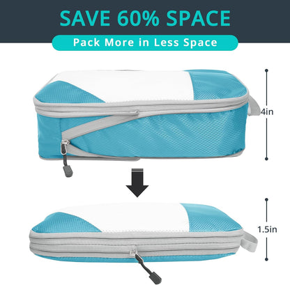 6 Set Compression Packing Cubes for Travel - Compressible, Lightweight, and Space-Saving Packing Cubes, Travel Essentials for Women, Grey