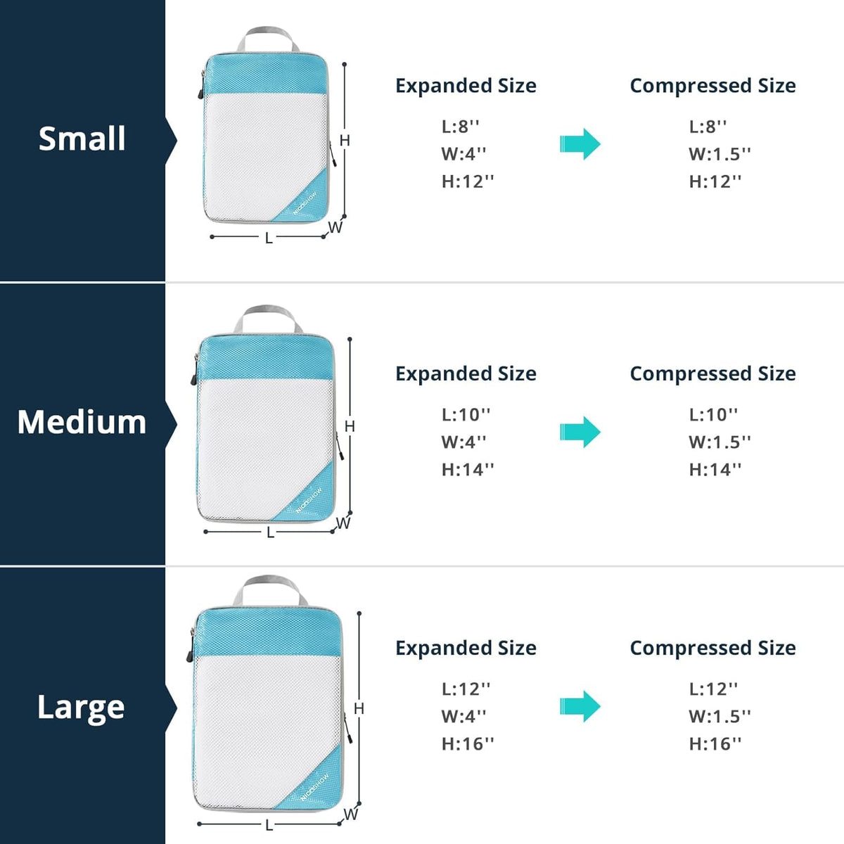 6 Set Compression Packing Cubes for Travel - Compressible, Lightweight, and Space-Saving Packing Cubes, Travel Essentials for Women, Grey