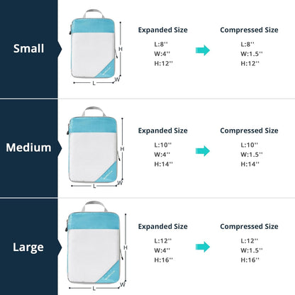 6 Set Compression Packing Cubes for Travel - Compressible, Lightweight, and Space-Saving Packing Cubes, Travel Essentials for Women, Grey