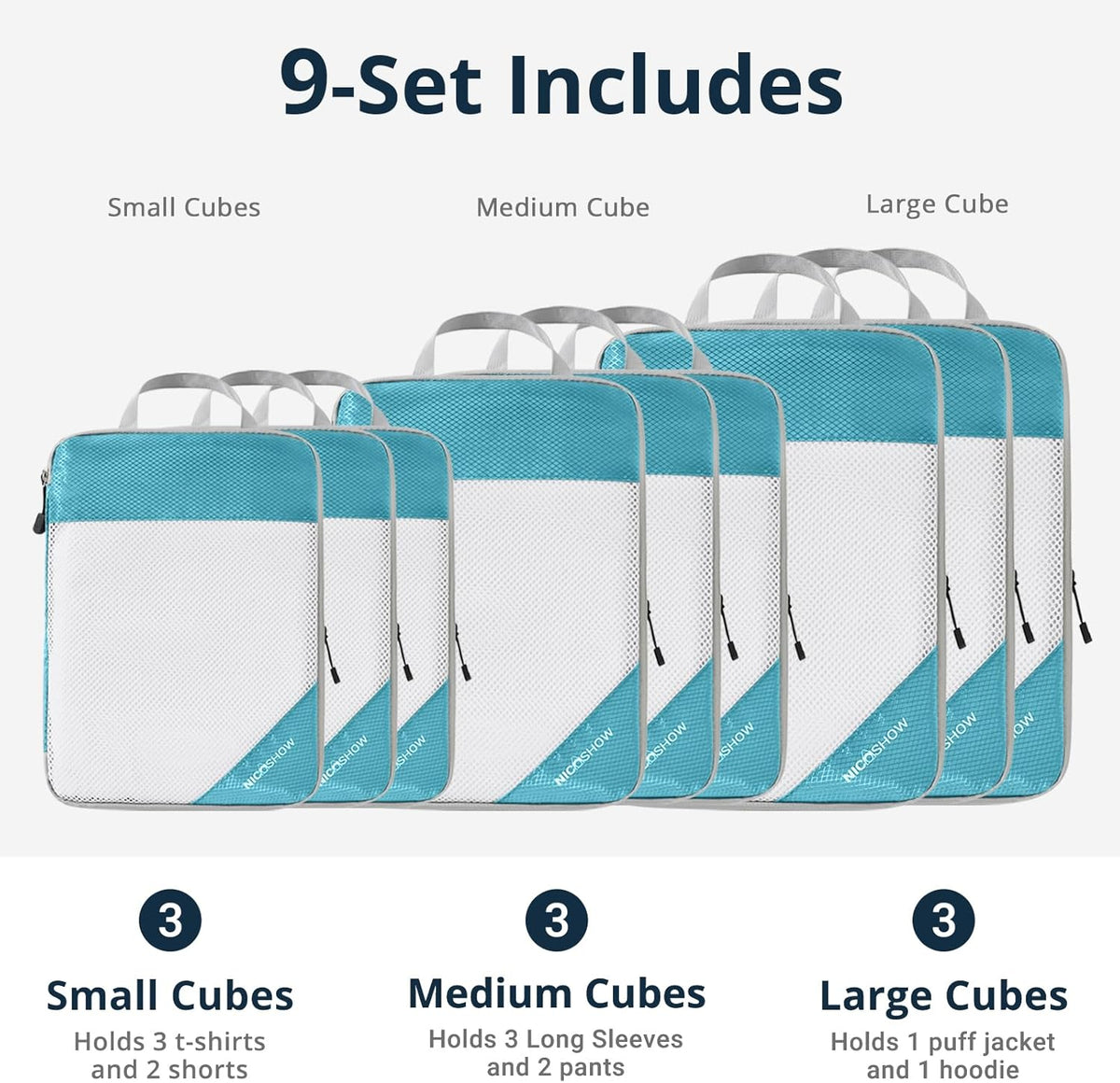 6 Set Compression Packing Cubes for Travel - Compressible, Lightweight, and Space-Saving Packing Cubes, Travel Essentials for Women, Grey
