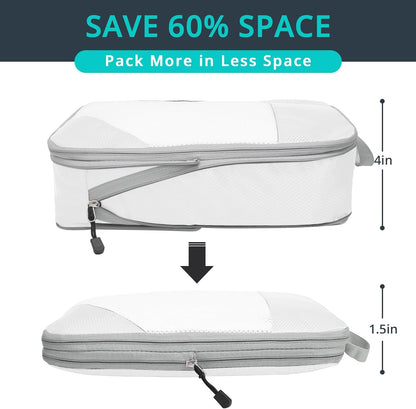 6 Set Compression Packing Cubes for Travel - Compressible, Lightweight, and Space-Saving Packing Cubes, Travel Essentials for Women, Grey